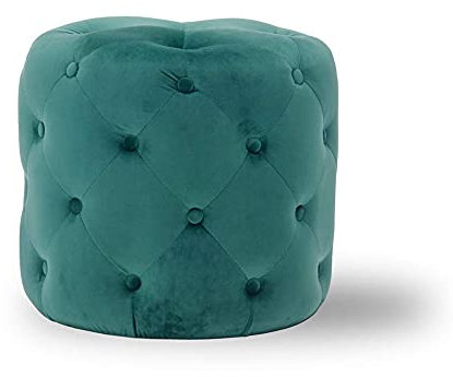 Nordic runder Ottoman-Fußhocker mit Stoffpolsterung und Massivholzrahmen für Wohnzimmer-Dekoration, Grün