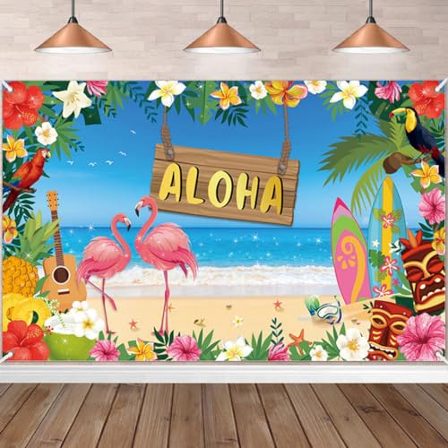 180 x 110 cm Aloha Fondo Pancarta, Fiesta Hawaiana Decoracion, Photocall Hawaiano Grande Tela Pancarta, Decoracion Fiesta Verano, Fiesta Ibicenca Decoracion, Banner para Fiesta Luau