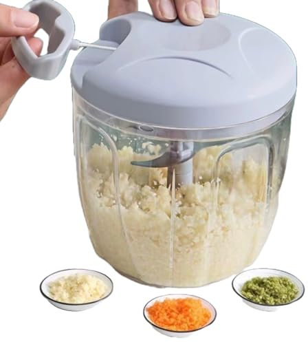 Hachoir Manuel à Légumes avec Manivelle, Récipient Transparent, Robot de Cuisine pour Oignons, Carottes et Légumes, couleur aléatoire