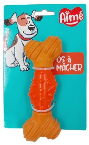 Aimé - Jouet Chien Bambone - Os à Macher pour Chien en Caoutchouc - Jouet à Saveur Appétente - Contribue à la Santé Bucco-Dentaire - pour des Gencives Saines - Résistance Soft -15 CM