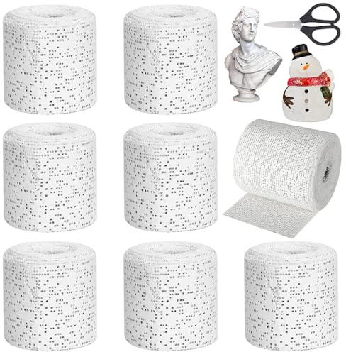 8 Rollen Gipsbinden Babybauch, 5cm x 2,7m Gibsbindenden Zum Bastel, Gips Abdruck Binden, Schnelltrocknend Gipsrollen Gipsbinden Set zum Basteln Baby Bauch Modellbau Geeignet und Schwanger Geschenk