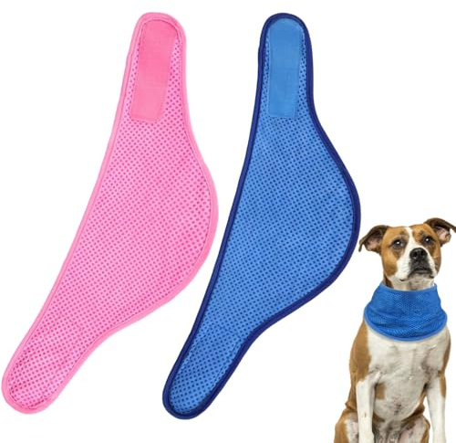 2 Stück Hund Kühlende Bandana, Verstellbare Atmungsaktive EIS-Halsband Schal für Sommer Hitze, Verhindert Überhitzung Sommer Unentbehrlich für Outdoor-Abenteuer(L)