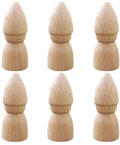 BESPORTBLE 6 Stück Unbemalte Holz Peg Dolls für Diy Bastelbedarf Unvollendete Holzfiguren für Kreative Dekoration und Sichere und Glatte Holzmännchen