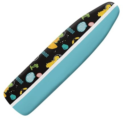 Copriasse da Stiro Universale 120x40 Blu Giallo Resistente al Calore - Cordoncino di Fissaggio e Stretch-System - per Tutte Le Assi da Stiro, Facile da Cambiare