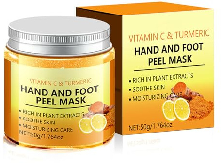 Vitamin C & Turmeric Hand and Foot Peel Mask, Heel Cracked Repair Remove Callus Dead Skin Improve Rough Dryness Moisturising Peeling Hand and Foot Care Mask 50g