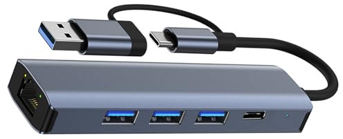 Adaptador Ethernet RJ45 de 100 mbps/1000 mbps con estación de acoplamiento USB 3.0 USB 2.0 tipo C para conexión a Internet, conectores Ethernet de viaje