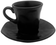 Omniacasa Organic Nero Set aus 6 Kaffeetassen mit 6 Untertassen, für 6 Personen, aus Steinzeug, mattes Finish mit handwerklicher Optik, modern, robust, spülmaschinenfest und mikrowellengeeignet.