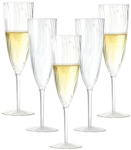 ZHABAYEN 20 Pcs Premium PP Champagne Flutes, 180 ml, 6 oz Clear Wine Cups, Reusable Prosecco Glasses, Champagne Glasses, Toasting Glasses for Cocktail, Wine Parties, Weddings, Birthdays, Picnic