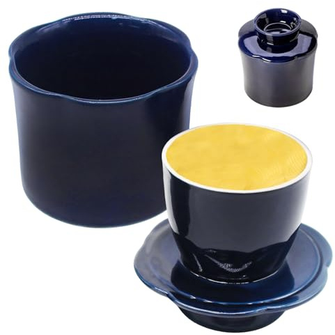 Sythrix French Butter Dish with Lid Ceramic Butter Crock Flower-Shaped Butter, French Butter Dish with Lid for Fresh Spreadable Butter Dishwasher Safe-Bule