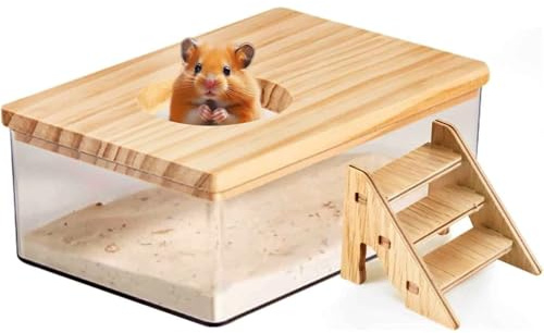Hamster Sand Bath Container, Sand Bath For Syrian Hamster, Container With Ladder, Pet Supplies, For Small Animal Toilet Bathtub Hamster Dig Box Shower And Digging Room Litter