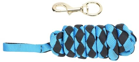 SIXRUN Horse Lunge Line, Durable Comfortable Grip Long Training Rope for Horse Training for Equestrian Enthusiasts, Nylon Straps (Light Blue Black)