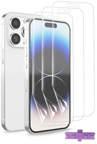 3 Pezzi Pellicola Idrogel per iPhone 14 Pro Pellicola Protettiva Idrogel HD Trasparente Flessibile Pellicola TPU Alta Sensibilità Protezione Schermo Antigraffio(Non Vetro Temperato)