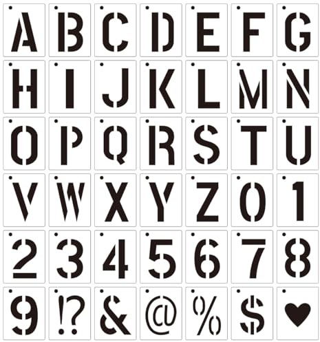 42 stencil con lettere per animali domestici, 6,5 cm, riutilizzabili, con lettere, numeri, stencil, decorazione dell'alfabeto, per cartelli in legno, pittura fai artigianato spruzzo progetti artistici