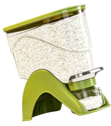 Dispensador de almacenamiento de alimentos secos para arroz, frijoles y nueces, contenedor de ABS transparente con diseño de vertido a presión, estante compacto, organizador, acceso a preparación de