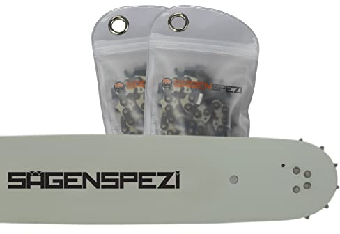 Guide de tronçonneuse Sägenspezi 38cm .325 64 maillons 1,3mm et 2 chaînes Sägenspezi à gouge carrée pour Dolmar PS420