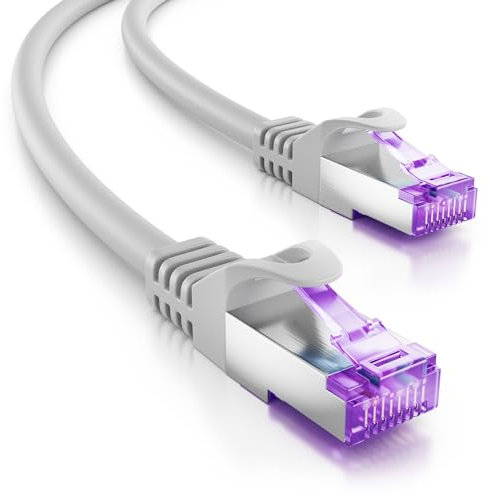 deleyCON 30m CAT7 Câble Réseau - 10 Gigabit - Câble de Raccordement RJ45 Câble Ethernet (Cuivre, SFTP PiMF Blindage) - pour Highspeed LAN DSL Switch Modem Routeur Panneau de Brassage - Gris