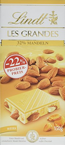 Lindt Les Grandes Mandel, Promotion, weiße Schokolade mit Mandeln, 5er Pack (5 x 150 g)