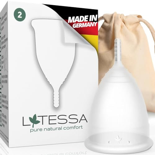 LATESSA® Coppetta mestruale morbida, test molto buono, Made in Germany, senza BPA, coppa mestruale, period menstrual cup, mestruazioni, alternativa a assorbenti o tamponi, taglia 2, grande