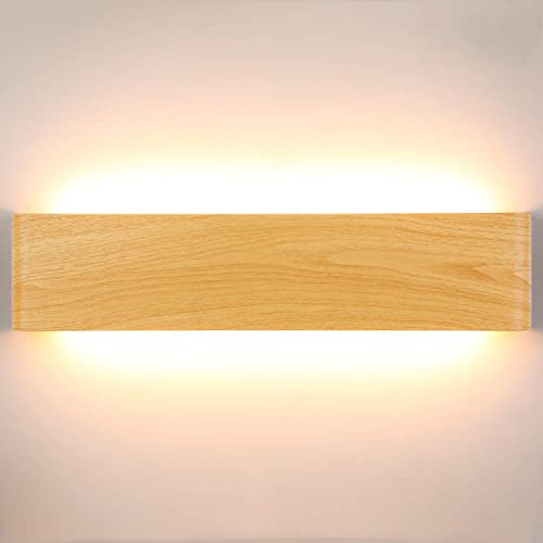 Lightess Apliques Pared Dormitorio LED Lamparas Madera 40CM 18W
