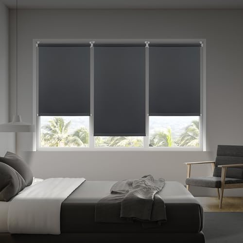 STORESDECO - Mörkläggningsrullgardin EastFix, lätt att sätta upp utan att borra, perfekt för tippfönster, gardin Blackout, totalt mörker I Grå, 45 x 180cm