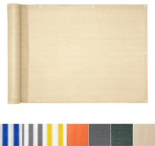 casa pura Brise-Vue pour Balcon Protection UV en Tissu spécial PEHD - Résistant aux intempéries et Facile d'entretien - Beige - 90 x 500 cm