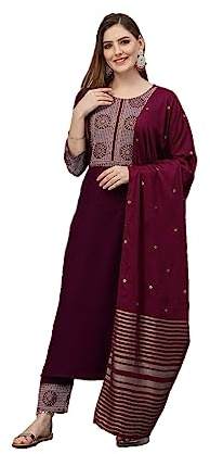 Ensemble kurta pour femmes avec dupatta, vêtements de fête formels indiens, robe décontractée en soie mélangée, haut de tunique, Small