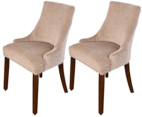 MINGPINHUIUS Velvet Wingback Chair Slipcover,Velvet Stretch Wingback Chair Cover,Sloping Arm Chair Protector Cover for Dining Room Banquet Home Decor Machine Washable Hand Washable (Color-1, 2)