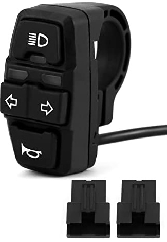 QWORK® 3 in 1 Motorcycle Handlebar Control Switch - Headlight, Turn Signal, Horn Mount on 22mm 7/8 Inch Handlebar for Motorbike, Electric Bike, E-Scooter