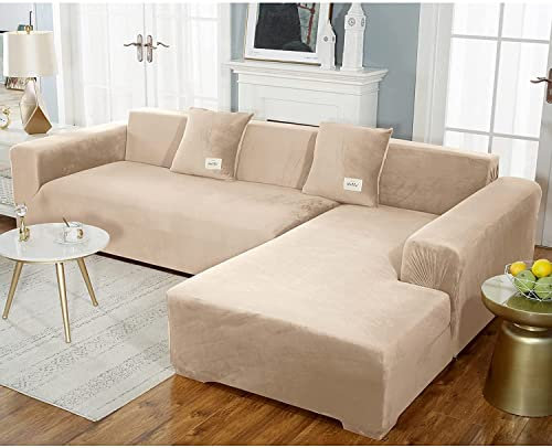 uyeoco Samt Sofabezug L-Form Couchbezug Weich 1 Stück Elastische Lounge-Sessel Sofahusse waschbare Katzen Hunden Möbelschutz (Color : E, Size : 190-230cm)
