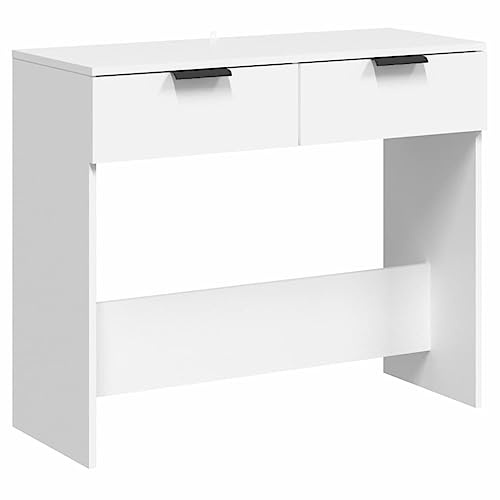 vidaXL Konsolentisch mit 2 Schubladen Konsole Beistelltisch Flurtisch Sideboard Ablagetisch Wandtisch Frisiertisch Weiß 90x36x75cm Holzwerkstoff