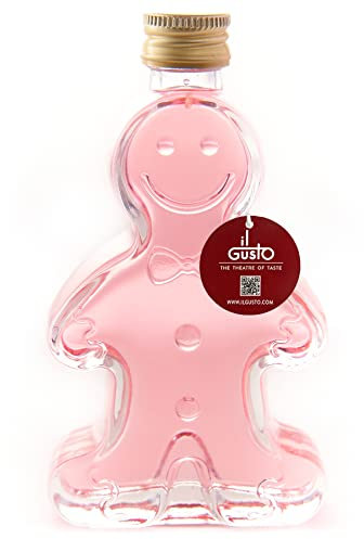 IL GUSTO Gift Pink Vodka in Gingerbread-Man-Shaped Glass Bottle - Perfect for Gifting - 40ml - 37.5% Alc