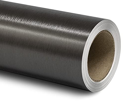 Folindo® 3D Chrom gebürstet Anthrazit Autofolie (20€/m²) | 50 x 152 cm | Selbstklebende Luftkanal Folie zur Auto Folierung | Blasenfrei