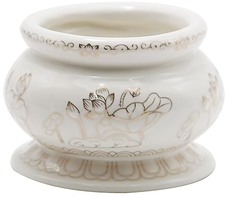 Zreneyfex 4 Inches White Ceramic Incense Small Burner Pot for for Meditation, Prayer & Yoga for Praying Buddha Tibetan Buddhist Altar Incense Censer