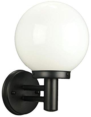 Serin-Eletro Vintage E27 Außen-Wandleuchte,Wasserdicht IP44 Gartenlamen Wandlampe Schwarz Edelstahl und Acryl-Schirm Kugel Design Gartenlampe Aussenwandlampe für Balkon Ecke Pavillon Villa Eingang