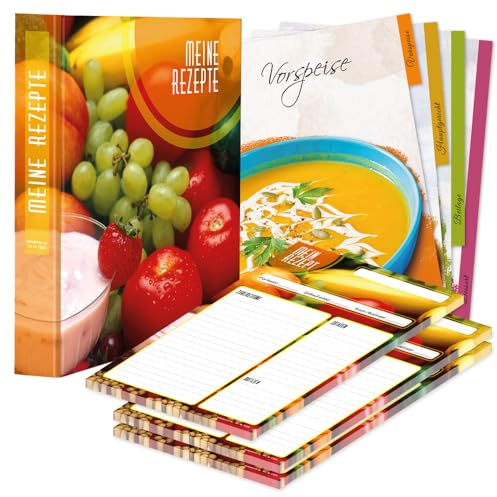 PRICARO Rezeptordner Komplett-Set Bunte Zutaten, A4, 8 teilig