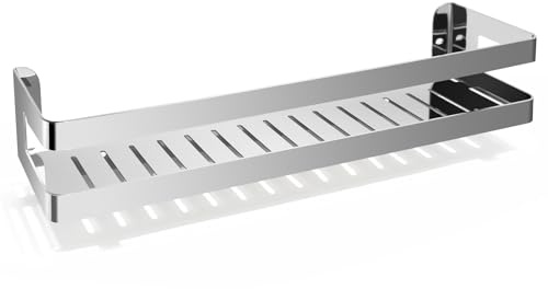 QL Duschhylla, Duschhylla i Rostfritt Stål SUS304, Badrumshyllor Minimalistisk Design, 40 cm, Krom