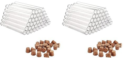 Janasiba Reagenzgläser aus Kunststoff mit Kappen, 20 ml, für Blumen, für DIY , Süßigkeiten, Gewürze, Blumen, 150 x 16 mm, 80 Stück