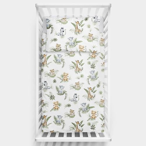 2 Piece Baby Kids Bedding Set 120x90 cm Duvet Cover & Pillowcase for Toddler Cot 12M+ (Safari)