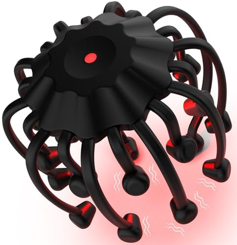 iKeener Kopfmassagegerät Elektrisch, Wiederaufladbar Bluetooth Kopfmassage Spinne mit 20 Vibrations Kontakte und 5 Modi für Entspannend, Geschenk