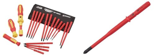 Draper XP1000 19 Piece Torque Screwdriver Set - VDE Dual Insulated Interchangeable Blade - 81762 & XP1000 VDE Extra Slim PZ/SL Type Interchangeable Screwdriver Blade - 16420