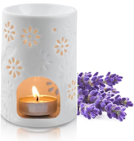 MEIYAXINWIN Duftlampe Duftwachs Diffuser, Keramik Duftöl Lampe Aroma Diffusor Räucher Aromalampe für ätherische öle für Duftöl Duftwachs, Zuhause Schlafzimmer Dekor (8×8×12 cm)