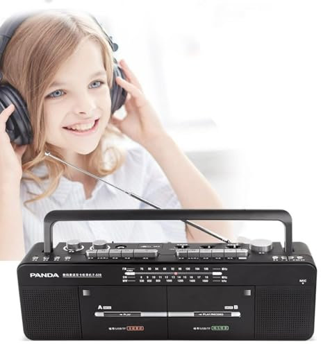 HGSTM Registratore per Cassette, Radio Stereo Portatile AM/FM, Radio FM/SW/WM - Disco MP3/U, Riproduzione Nastro/Scheda USB/TF, Karaoke, Registrazione/trascrizione con Un clic, Lettore Doppio Nastro