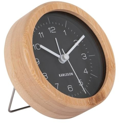 Karlsson [DL Alarm Clock Neat Bamboo Round Black