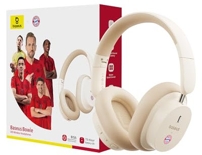 Baseus D05 Casque Bluetooth supra-auriculaire avec basses puissantes, 50 heures de lecture, clarté d'appel ENC, isolation du bruit, ajustement confortable, casque léger et pliable
