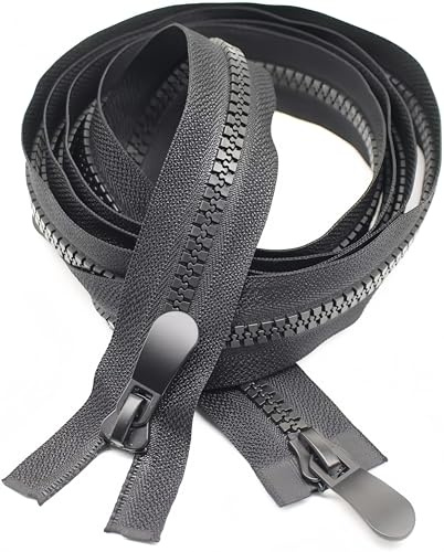 Zhenghebuy Cerniera Lampo Nera Lunga 70 cm,#8 Chiusure Lampo a Due Vie Divisibile,Separare Cerniere,Chiusure Iniettata per Cucire,Cappotti,Giacca