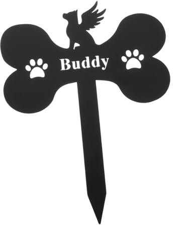 BESPORTBLE Piquet Commémoratif en Forme D'os pour Chien, Pierre Tombale en Métal pour Animaux De Compagnie, Décoration De Jardin, Cimetière, Fournitures Funéraires pour Animaux De