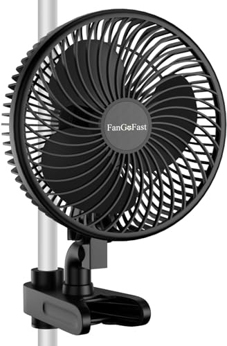 FanGoFast Grow Clip-Ventilator Oszillierend, EC Motor mit 10-Geschwindigkeiten, Grow Ventilator Klemmbar für Growzelt, 20cm Durchmesser, 10W, 561m³/h Luftstrom, 32 dBA - Perfekt Lüfter für Growbox