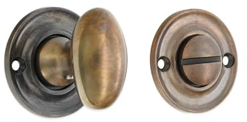Infinity Decor Solid Brass Modern Style Slimline Bathroom Privacy Thumb Turn and Release Latch Lock Antique Finish for Interior Exterior Toilet Doors