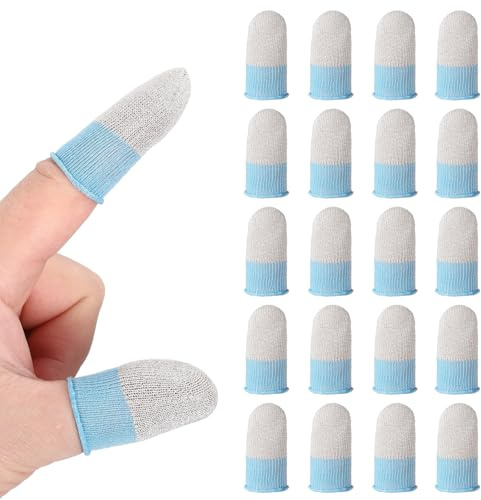 PATIKIL Manchons De Doigt pour Jeu Mobile, 20 Manchons De Doigt pour Manette, Bleu/Blanc