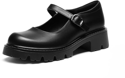 DREAM PAIRS Mary Jane Platform Shoes for Women Closed Toe Chunky Block Heel Cute Dress Shoes,Size 8.5,Black-Pu,SDPU26015W